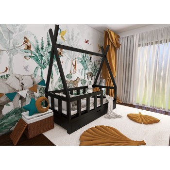 Łóżko TIPI z barierką LUNA plus szuflada