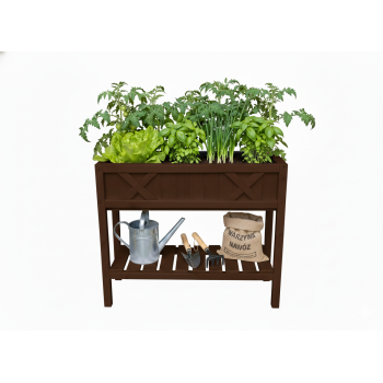 Donica Podwyższona z Półką na warzywa rośliny PALISANDER