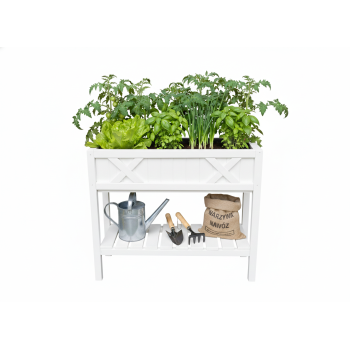 Donica Podwyższona z Półką na warzywa rośliny BIAŁA