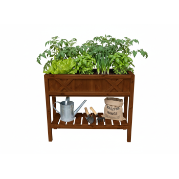 Donica Podwyższona z Półką na warzywa rośliny BRĄZ