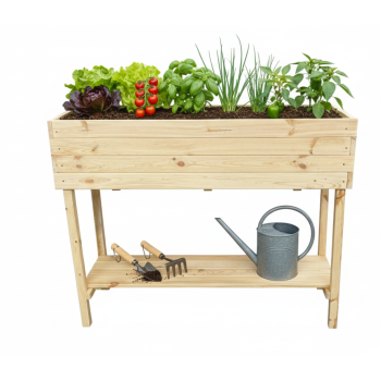 Donica drewniana kwietnik zielnik na warzywa z praktyczną półką