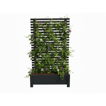 Donica drewniana CANAT z pergolą horyzontalną tarasowa balkonowa kolor SZARY