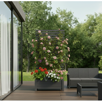 Donica drewniana CANAT z pergolą horyzontalną tarasowa balkonowa SZARA