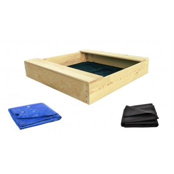 Piaskownica drewniana z ławkami 150x150 + plandeka